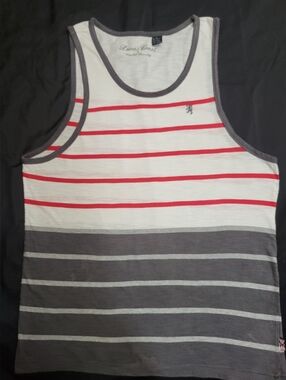 Lions Crest By English Laundry Striped Red/Gray/White Tank Top Men Size XL